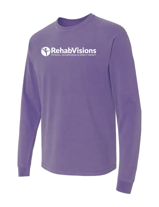 Comfort Colors Garment-Dyed Purple Heavyweight Long Sleeve T-Shirt w/RehabVisions POST Logo