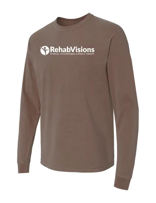 Comfort Colors Garment-Dyed Brown Heavyweight Long Sleeve T-Shirt w/RehabVisions POST Logo