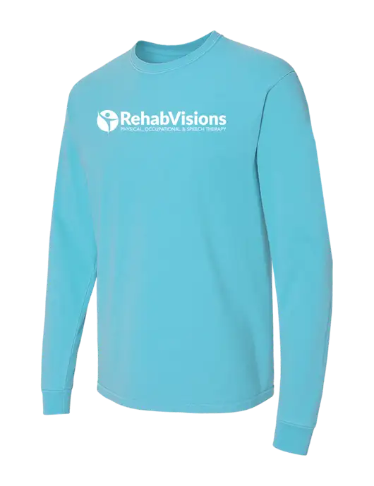 Comfort Colors Garment-Dyed Light Sapphire Heavyweight Long Sleeve T-Shirt w/RehabVisions POST Logo