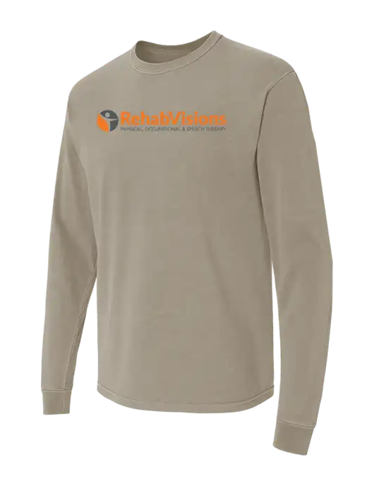 Comfort Colors Garment-Dyed Light Taupe Heavyweight Long Sleeve T-Shirt w/RehabVisions POST Logo