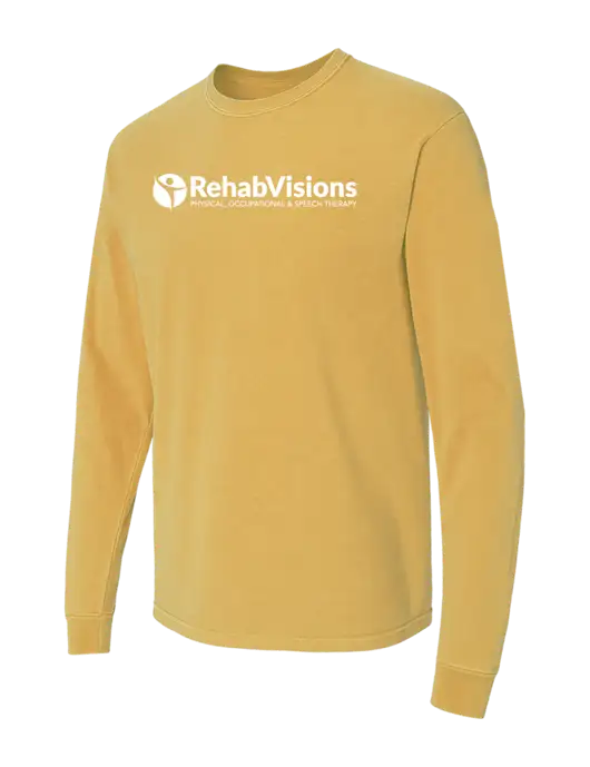 Comfort Colors Garment-Dyed Yellow Gold Heavyweight Long Sleeve T-Shirt w/RehabVisions POST Logo
