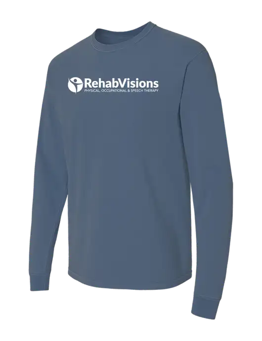 Comfort Colors Garment-Dyed Blue Slate Heavyweight Long Sleeve T-Shirt w/RehabVisions POST Logo