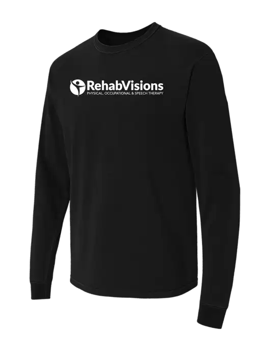 Comfort Colors Garment-Dyed Black Heavyweight Long Sleeve T-Shirt w/RehabVisions POST Logo