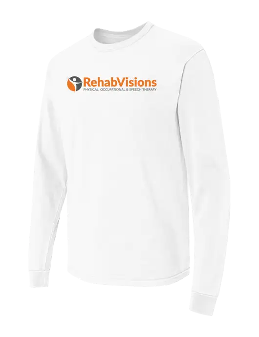 Comfort Colors Garment-Dyed White Heavyweight Long Sleeve T-Shirt w/RehabVisions POST Logo