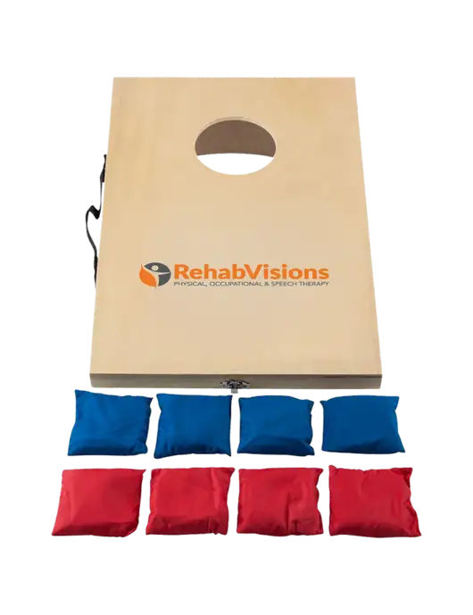 Mini 10 1/2" x 15 3/4" Wood Cornhole Game w/RehabVisions POST Logo
