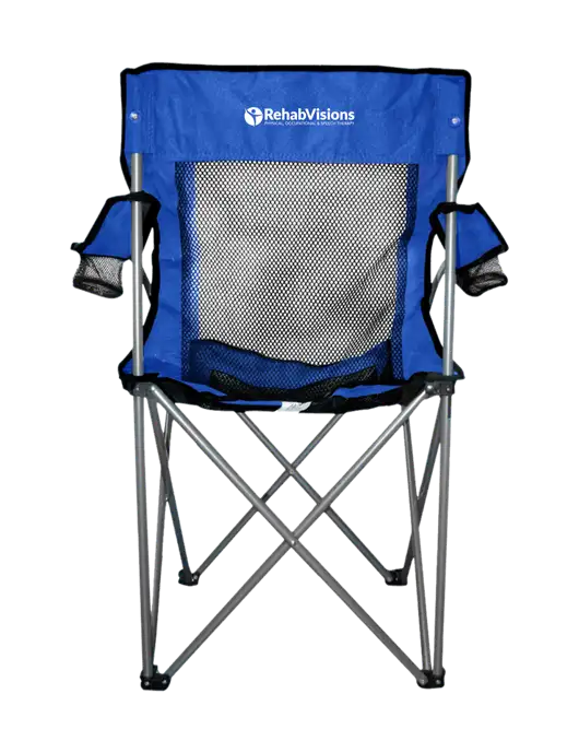 Titan Dark Royal Blue/Black Mesh Folding Chair w/RehabVisions POST Logo