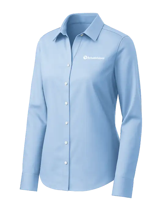 Brooks Brothers Womens Light Blue Wrinkle-Free Stretch Pinpoint Shirt w/RehabVisions POST Logo