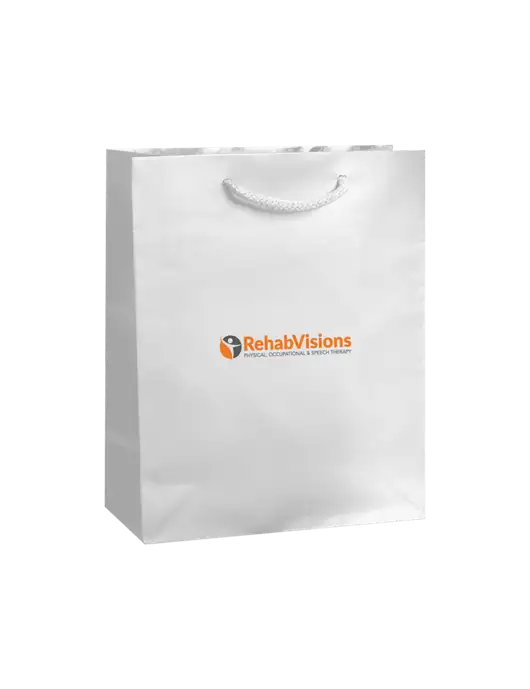 White Gift Bag Gloss 8x10 w/RehabVisions POST Logo