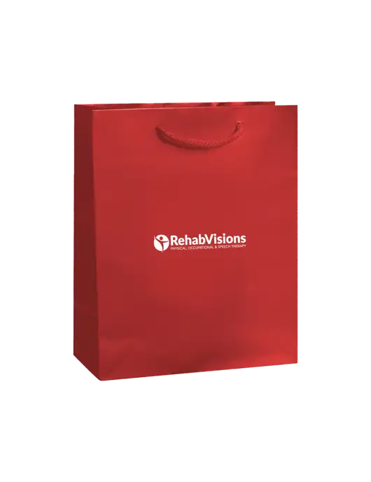 Red Gift Bag Gloss 8x10 w/RehabVisions POST Logo