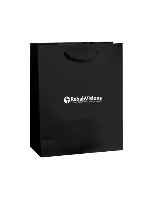 Black Gift Bag Matte 8x10 w/RehabVisions POST Logo