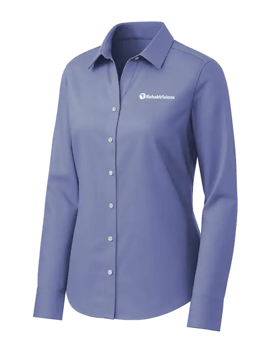 Brooks Brothers Womens Royal Blue Wrinkle-Free Stretch Pinpoint Shirt w/RehabVisions POST Logo