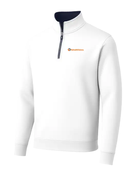 Fairway & Greene Caves Quarter-Zip Tech White Pullover w/RehabVisions POST Logo