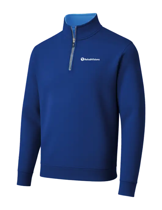 Fairway & Greene Caves Quarter-Zip Tech Dark Royal Pullover w/RehabVisions POST Logo