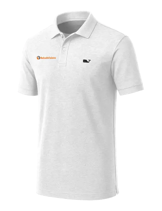 Vineyard Vines Edgartown White Pique Polo w/RehabVisions POST Logo