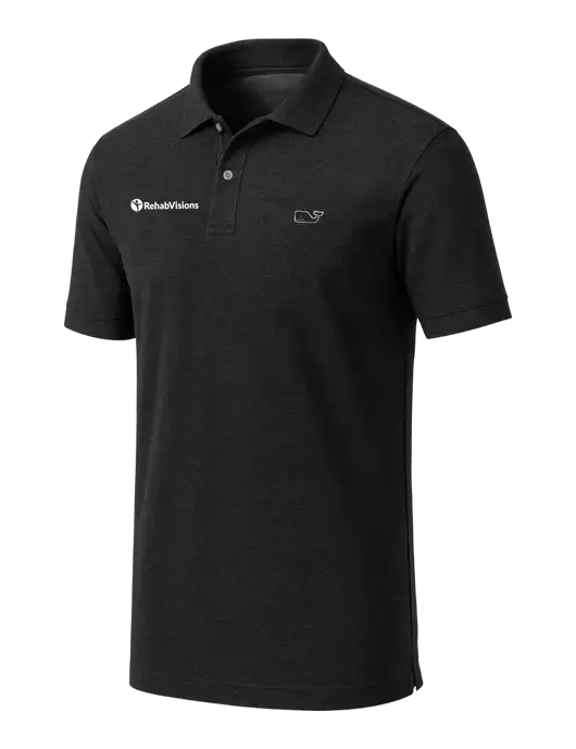 Vineyard Vines Edgartown Black Pique Polo w/RehabVisions POST Logo