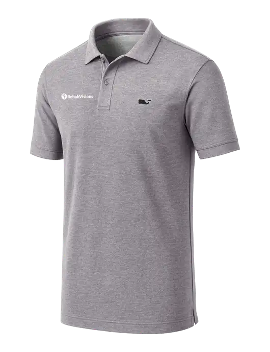 Vineyard Vines Edgartown Light Heather Grey Pique Polo w/RehabVisions POST Logo