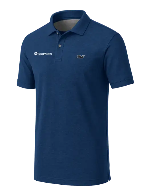 Vineyard Vines Edgartown Dark Royal Heather Pique Polo w/RehabVisions POST Logo