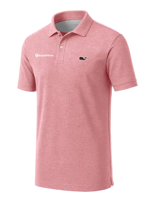 Vineyard Vines Edgartown Light Pink Heather Pique Polo w/RehabVisions POST Logo