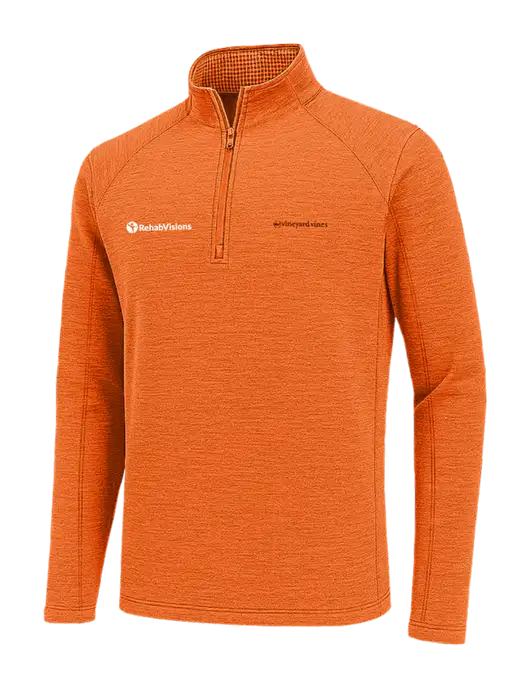 Vineyard Vines Heather Orange Sankaty Quarter-Zip Pullover
 w/RehabVisions POST Logo