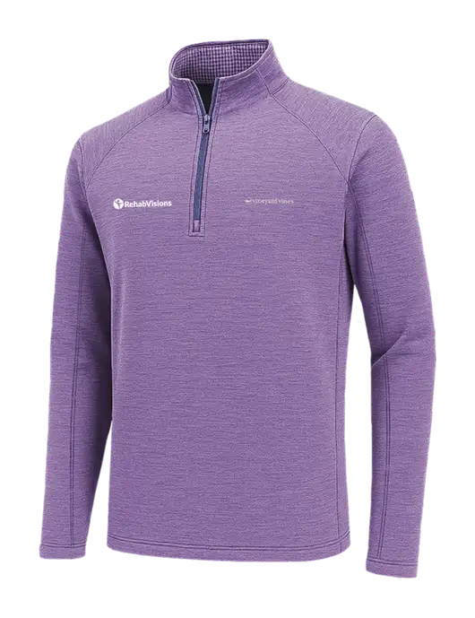 Vineyard Vines Heather Light Purple Sankaty Quarter-Zip Pullover
 w/RehabVisions POST Logo