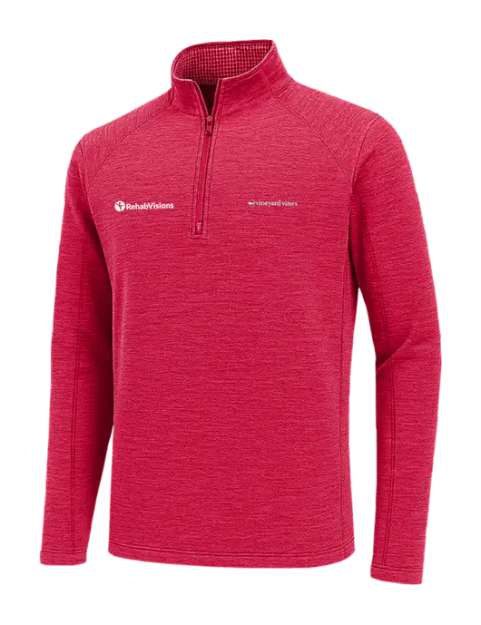 Vineyard Vines Heather Red Sankaty Quarter-Zip Pullover
 w/RehabVisions POST Logo