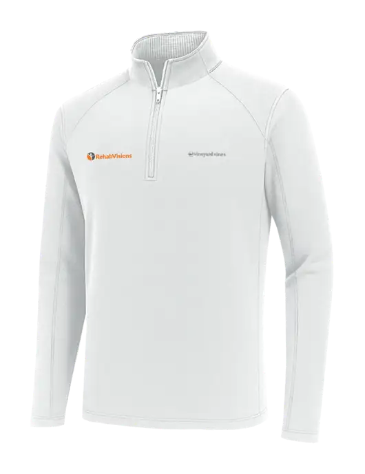 Vineyard Vines White Sankaty Quarter-Zip Pullover
 w/RehabVisions POST Logo