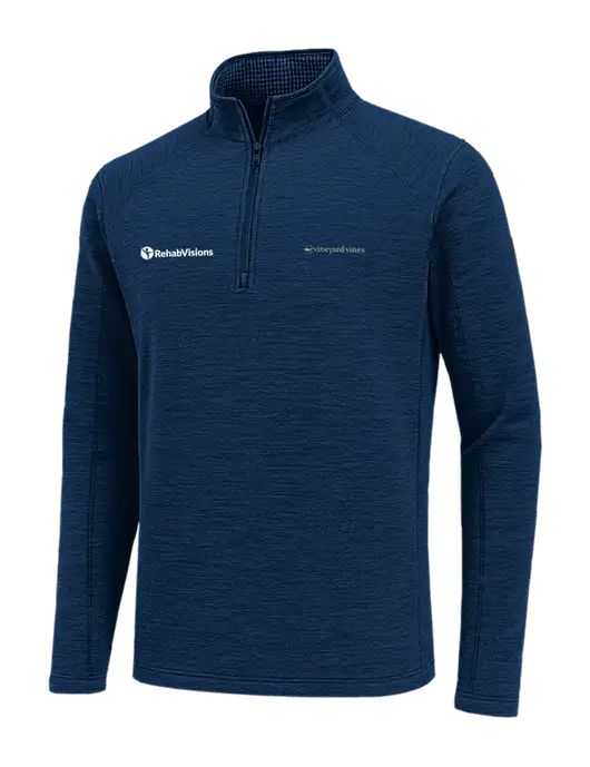 Vineyard Vines Dark Navy Heather Sankaty Quarter-Zip Pullover
 w/RehabVisions POST Logo