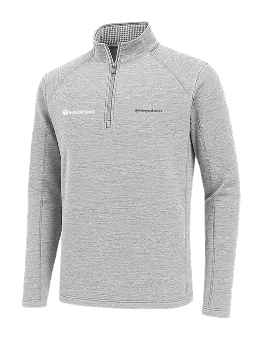 Vineyard Vines Light Grey Hather Sankaty Quarter-Zip Pullover
 w/RehabVisions POST Logo