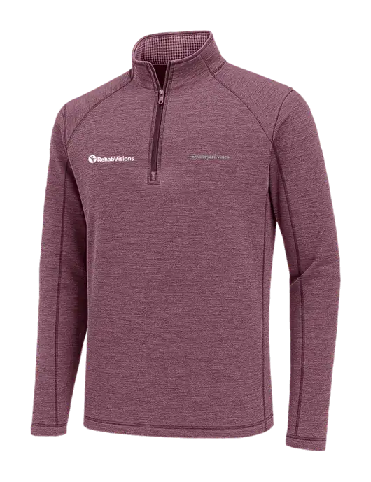 Vineyard Vines Heather Soft Maroon Sankaty Quarter-Zip Pullover
 w/RehabVisions POST Logo