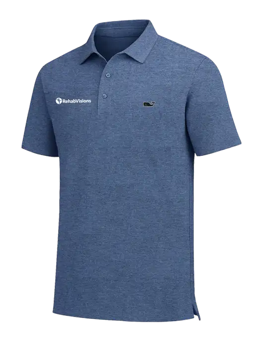 Vineyard Vines Destin Stripe Light Navy Sankaty Polo w/RehabVisions POST Logo