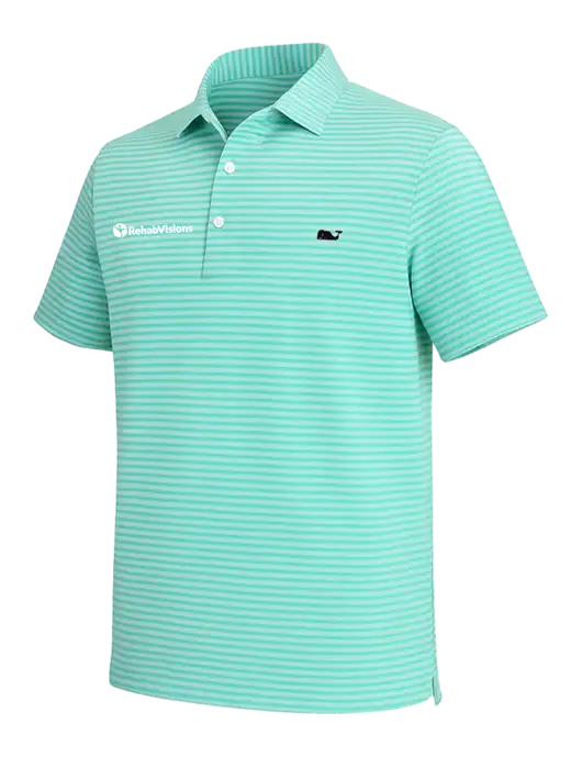 Vineyard Vines Light Teal Heathered Winstead Sankaty Polo w/RehabVisions POST Logo