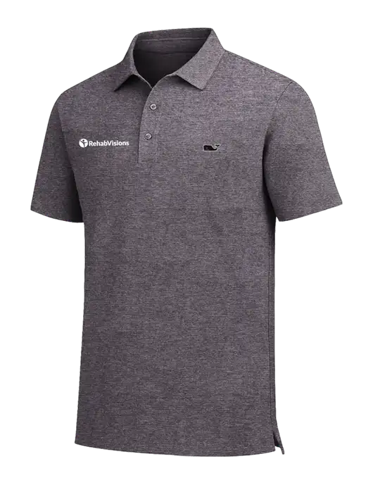 Vineyard Vines Destin Stripe Dark Grey Sankaty Polo w/RehabVisions POST Logo