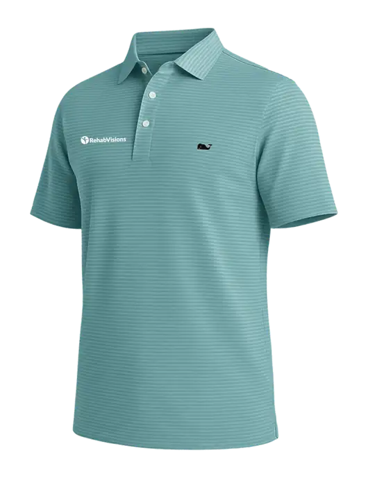 Vineyard Vines Bradley Seafoam Green Stripe Sankaty Polo w/RehabVisions POST Logo