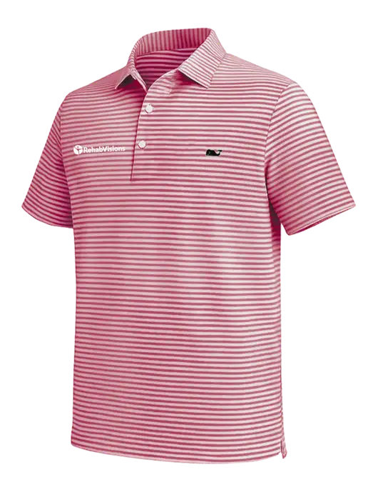 Vineyard Vines Red Heathered Winstead Sankaty Polo w/RehabVisions POST Logo