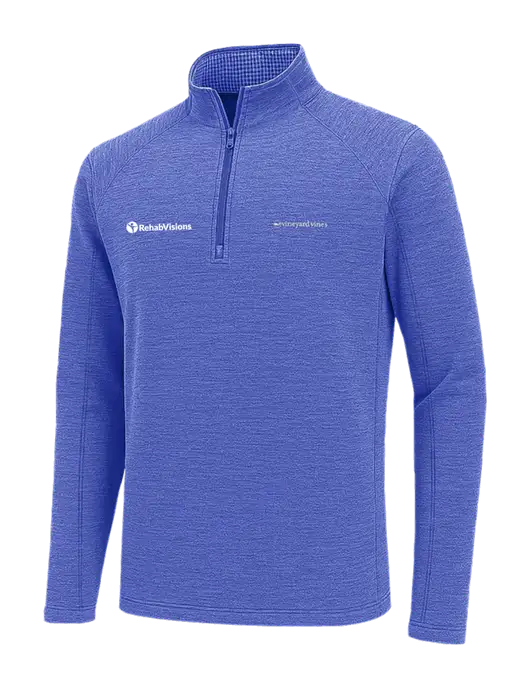 Vineyard Vines Light Royal Heather Sankaty Quarter-Zip Pullover
 w/RehabVisions POST Logo