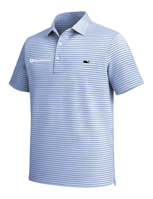 Vineyard Vines Light Navy Heathered Winstead Sankaty Polo w/RehabVisions POST Logo