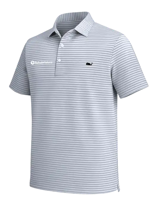 Vineyard Vines Light Grey Heathered Winstead Sankaty Polo w/RehabVisions POST Logo