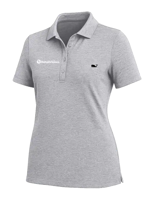 Vineyard Vines Womens Light Grey Edgartown Pique Polo w/RehabVisions POST Logo