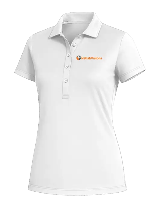 Fairway & Greene Womens White Claire Tech Polo w/RehabVisions POST Logo
