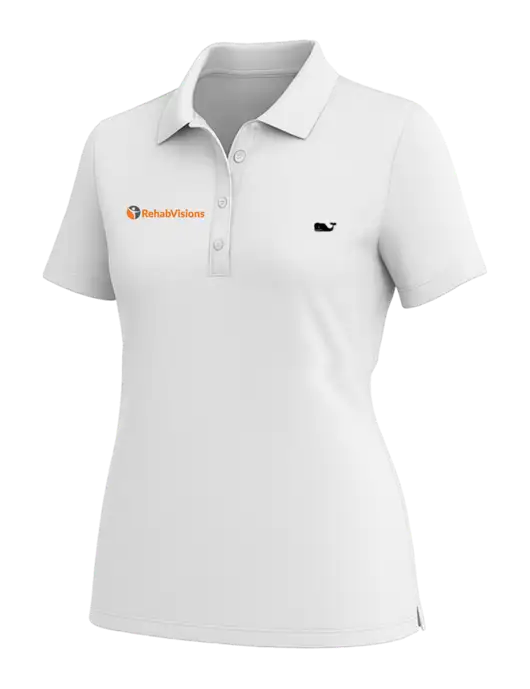 Vineyard Vines Womens White Edgartown Pique Polo w/RehabVisions POST Logo