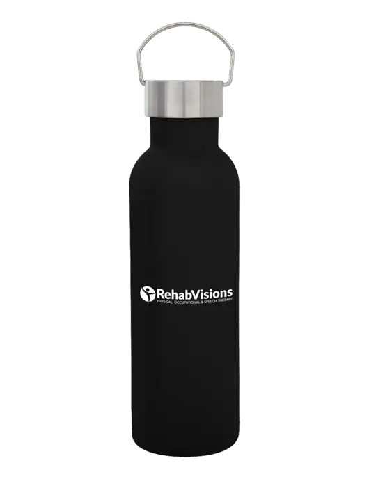 28 oz Black Bubbli Stainless Steel Bottle w/RehabVisions POST Logo