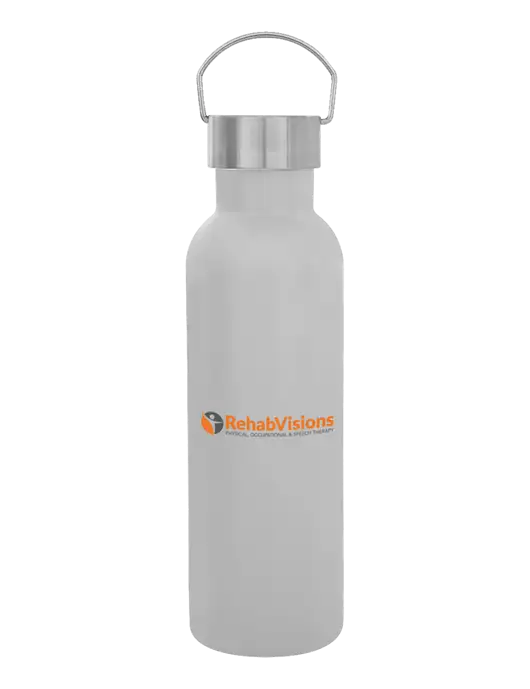 28 oz White Bubbli Stainless Steel Bottle w/RehabVisions POST Logo