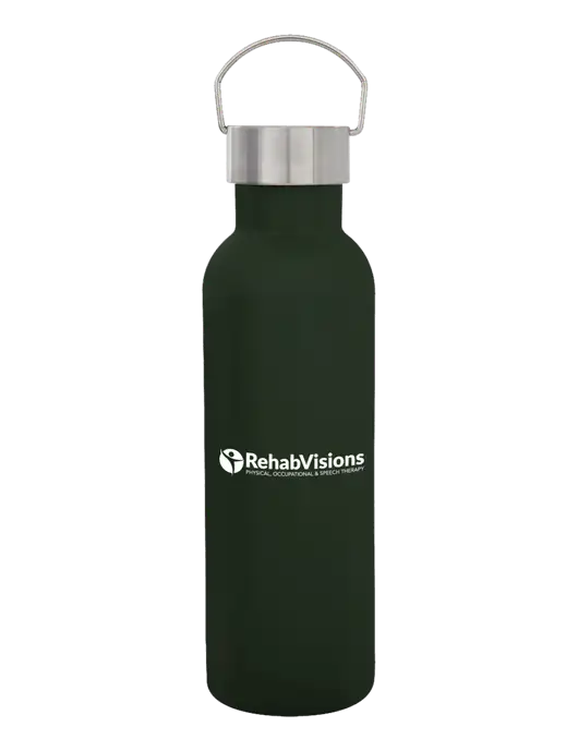 28 oz Dark Green Bubbli Stainless Steel Bottle w/RehabVisions POST Logo