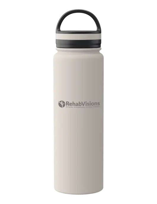 34oz Wide Mouth Stainless Steel Light Taupe Bottle w/RehabVisions POST Logo