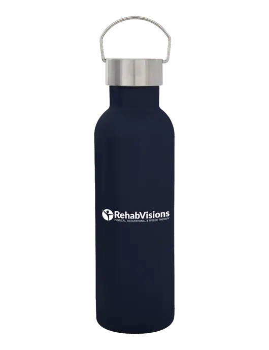 28 oz Dark Navy Bubbli Stainless Steel Bottle w/RehabVisions POST Logo