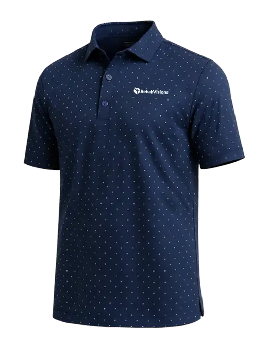 Callaway Micro Chev Dark Navy Print Polo w/RehabVisions POST Logo