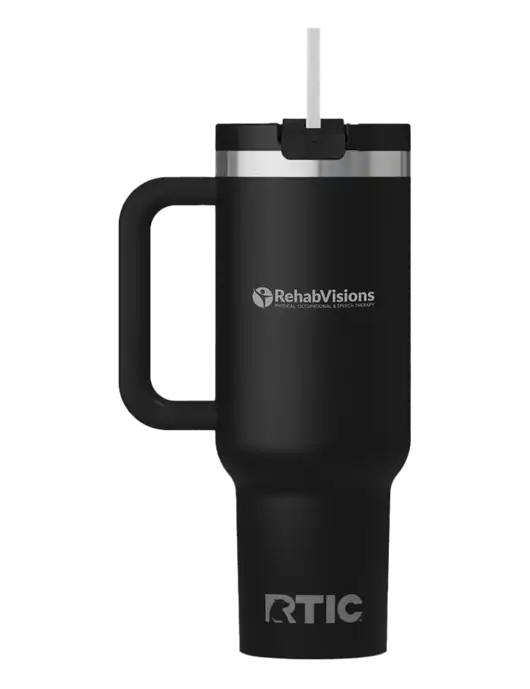 RTIC Road Trip 40 oz Black Tumbler  w/RehabVisions POST Logo