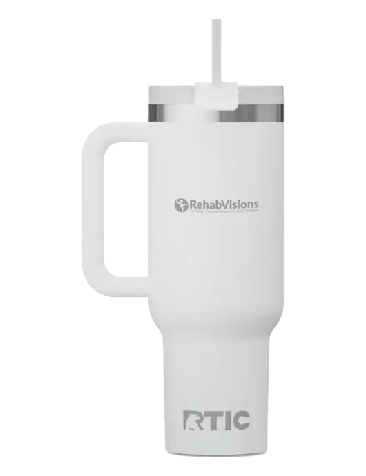 RTIC Road Trip 40 oz White Tumbler  w/RehabVisions POST Logo