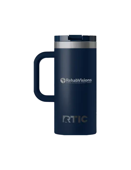 RTIC Road Trip 16 oz Navy Travel Mug w/RehabVisions POST Logo
