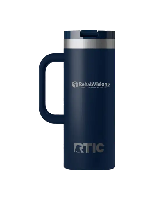 RTIC Road Trip 20 oz Navy Travel Mug w/RehabVisions POST Logo